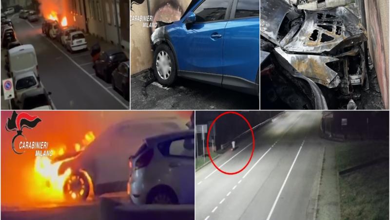 Un român de 25 de ani a dat foc fără motiv la 33 de mașini și scutere, în Milano: "Am ieșit să fumez o țigară"