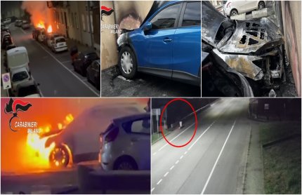 Un român de 25 de ani a incendiat fără motiv 33 de mașini și scutere la Milano