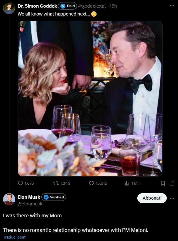 Zvonuri că Elon Musk are o relaţie romantică cu Giorgia Meloni. Miliardarul a negat