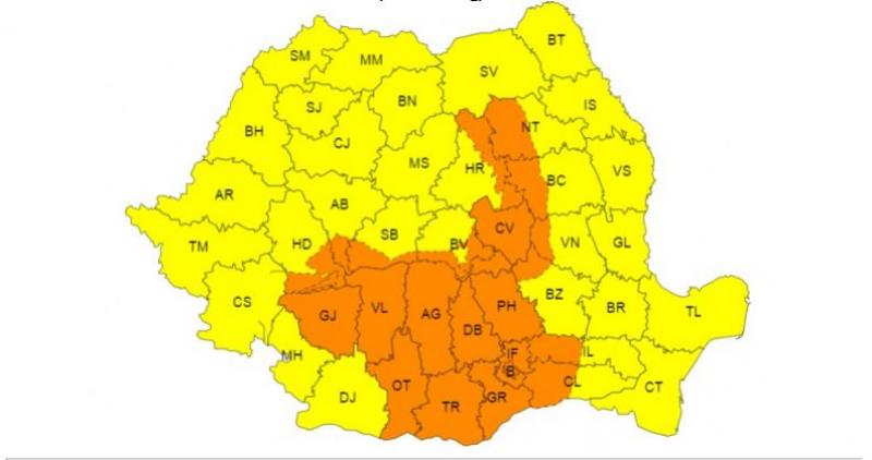 ANM a emis noi atenţionări meteo, vineri dimineaţă ANM a emis noi atenţionări meteo, vineri dimineaţă