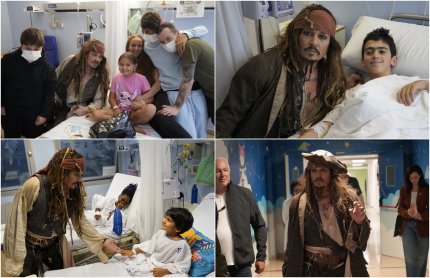 Johnny Depp s-a costumat în Jack Sparrow și le-a făcut o surpriză copiilor aflați într-un spital din Spania