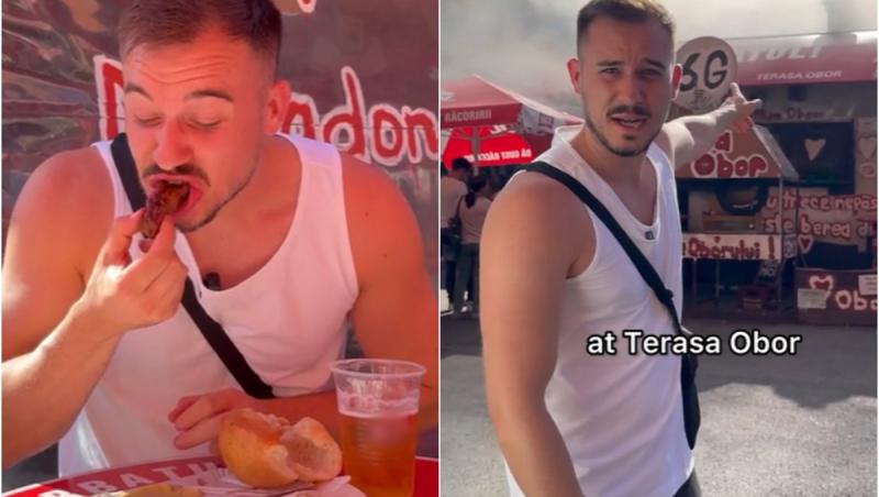 Un influencer celebru din Serbia a venit în România și a încercat micii din Piața Obor. Reacția lui, virală pe TikTok