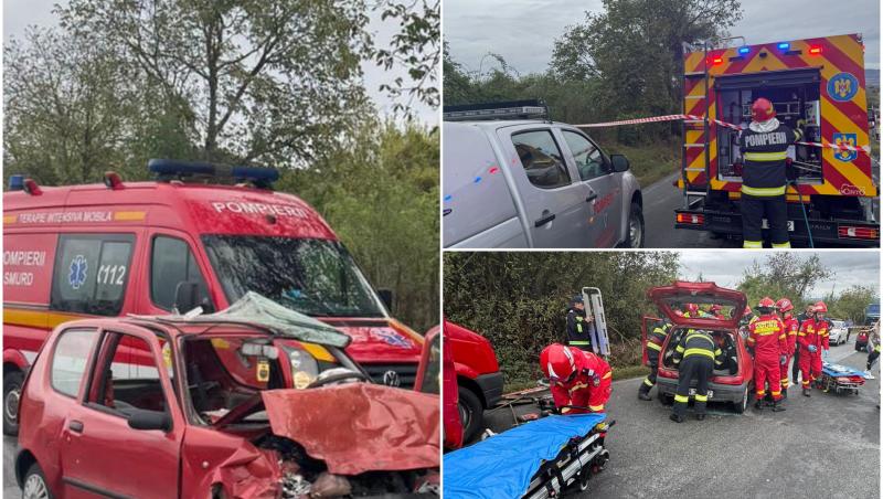 Accident grav cu 5 răniţi în Bistriţa-Năsăud: doi bărbaţi au fost descarceraţi. Traficul, blocat pe ambele sensuri