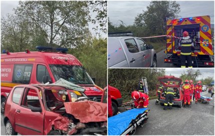 Accident grav cu 5 răniţi în Bistriţa-Năsăud: doi bărbaţi au fost descarceraţi. Traficul, blocat pe ambele sensuri