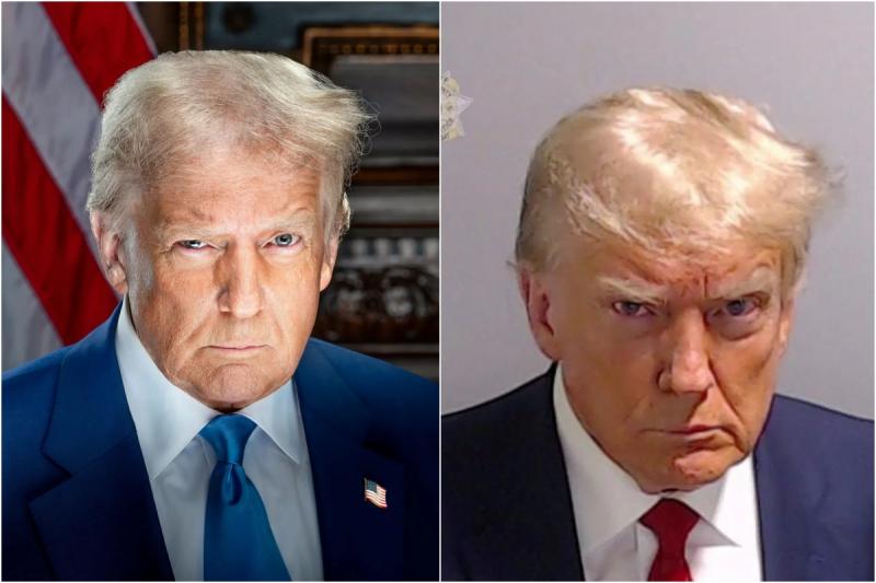 Donald Trump şi-a făcut public noul portret prezidenţial. Asemănare izbitoare cu fotografia celebră din arest.