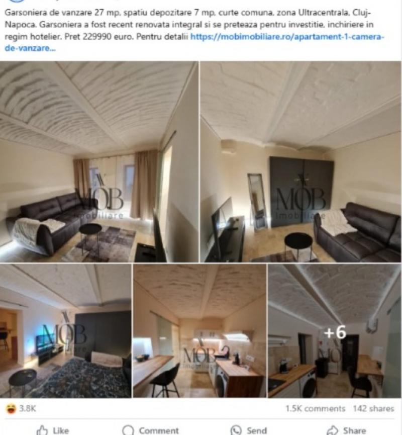 O garsonieră de 27 mp din Cluj a scandalizat internetul Cât cere proprietarul: "O vindeți cu stadă cu tot?"