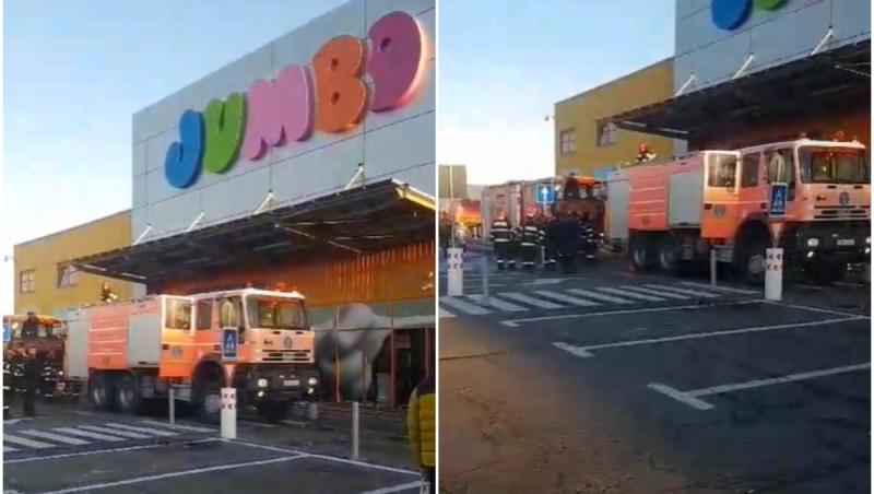 Magazinul Jumbo din Berceni s-a umplut de fum, provenit de la instalaţia electrică. 80 de persoane evacuate