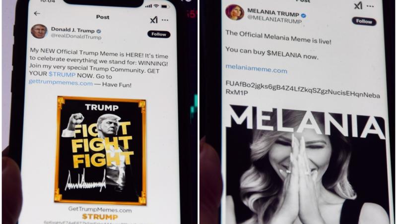 Donald și Melania Trump şi-au lansat memecoin-uri rivale. Ce sunt şi cât au ajuns să coste