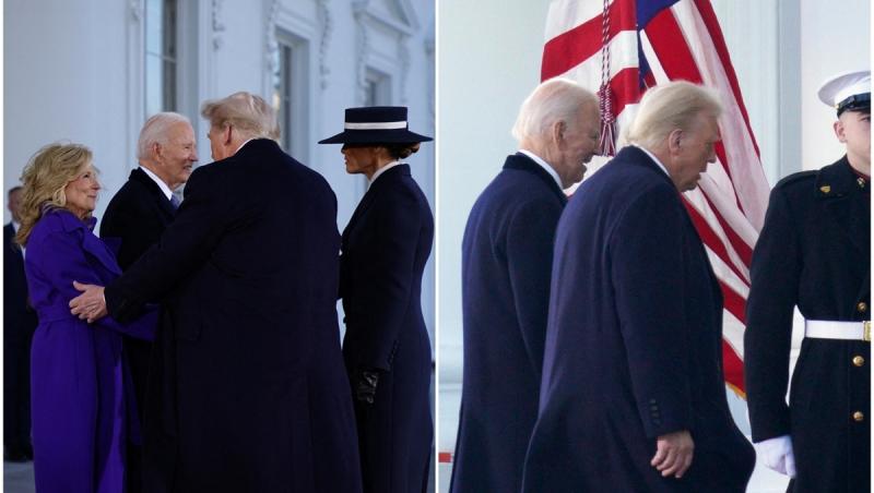 Momentul în care Donald Trump și Melania sunt întâmpinați de Joe Biden și soția lui, la Casa Albă