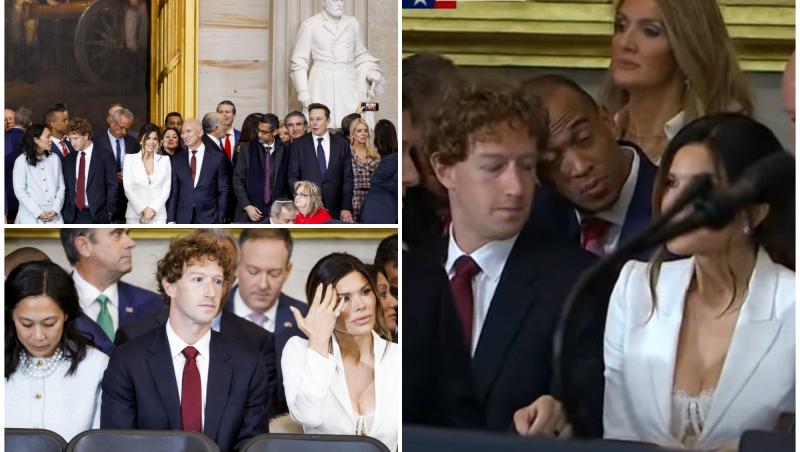 Mark Zuckerberg s-ar fi uitat în decolteul logodnicei lui Jeff Bezos. Cum a arătat rândul miliardarilor la învestirea lui Trump