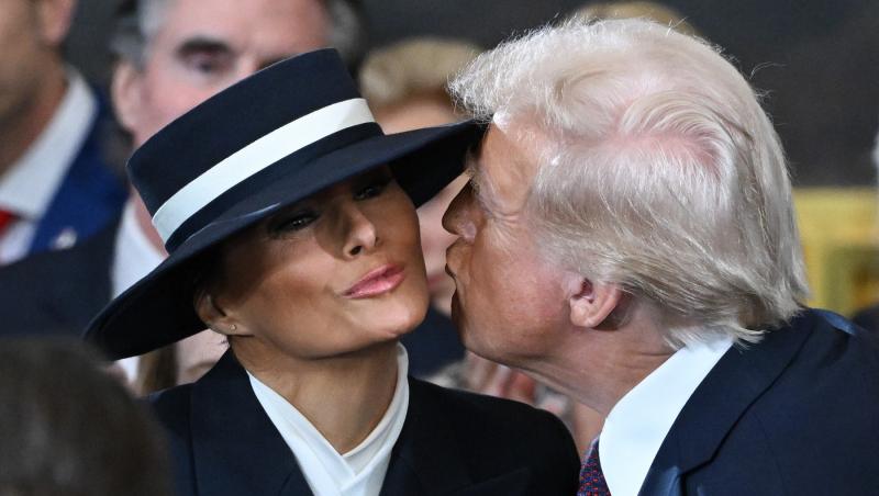 Un sărut dulce pentru Melania, primul "eșec" al noului președinte american. Pălăria "Primei Doamne" a fost de neînvins