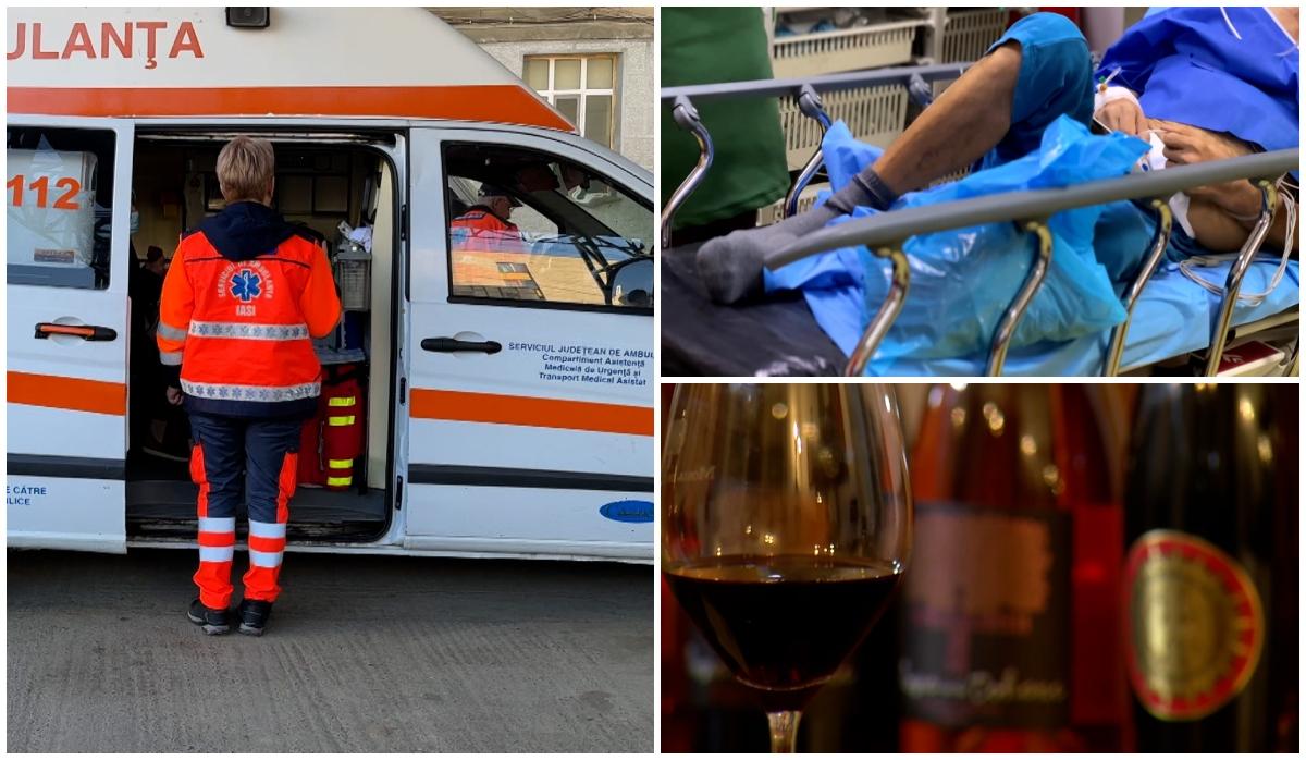 ambulanta, pacient si sticla de alcool