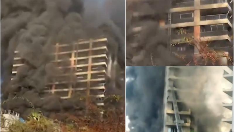 Incendiu devastator în Turcia la un hotel aflat în construcţie. Patru muncitori blocaţi între flăcări au fost salvaţi de pompieri