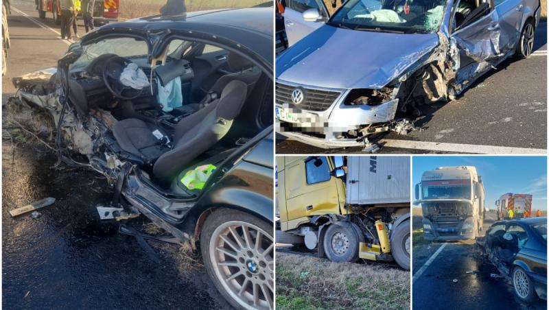 Accident grav în Stupina, Constanţa. Trei TIR-uri şi două maşini s-au ciocnit. Şapte persoane, la spital