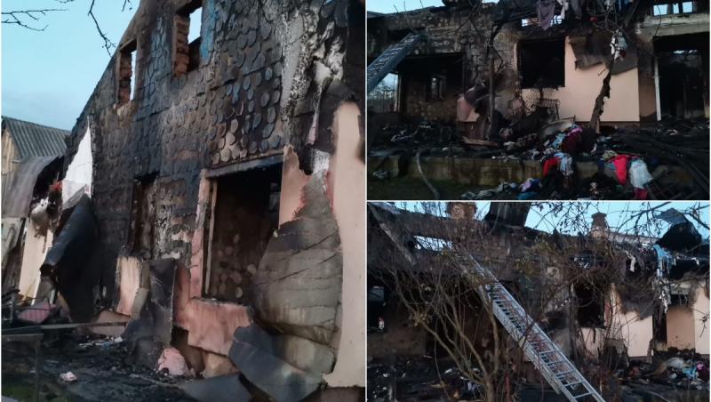 O familie cu 11 copii din Botoşani, pe drumuri după ce casa lor a ars din temelii. Unul dintre fii şi-a salvat fraţii şi părinţii