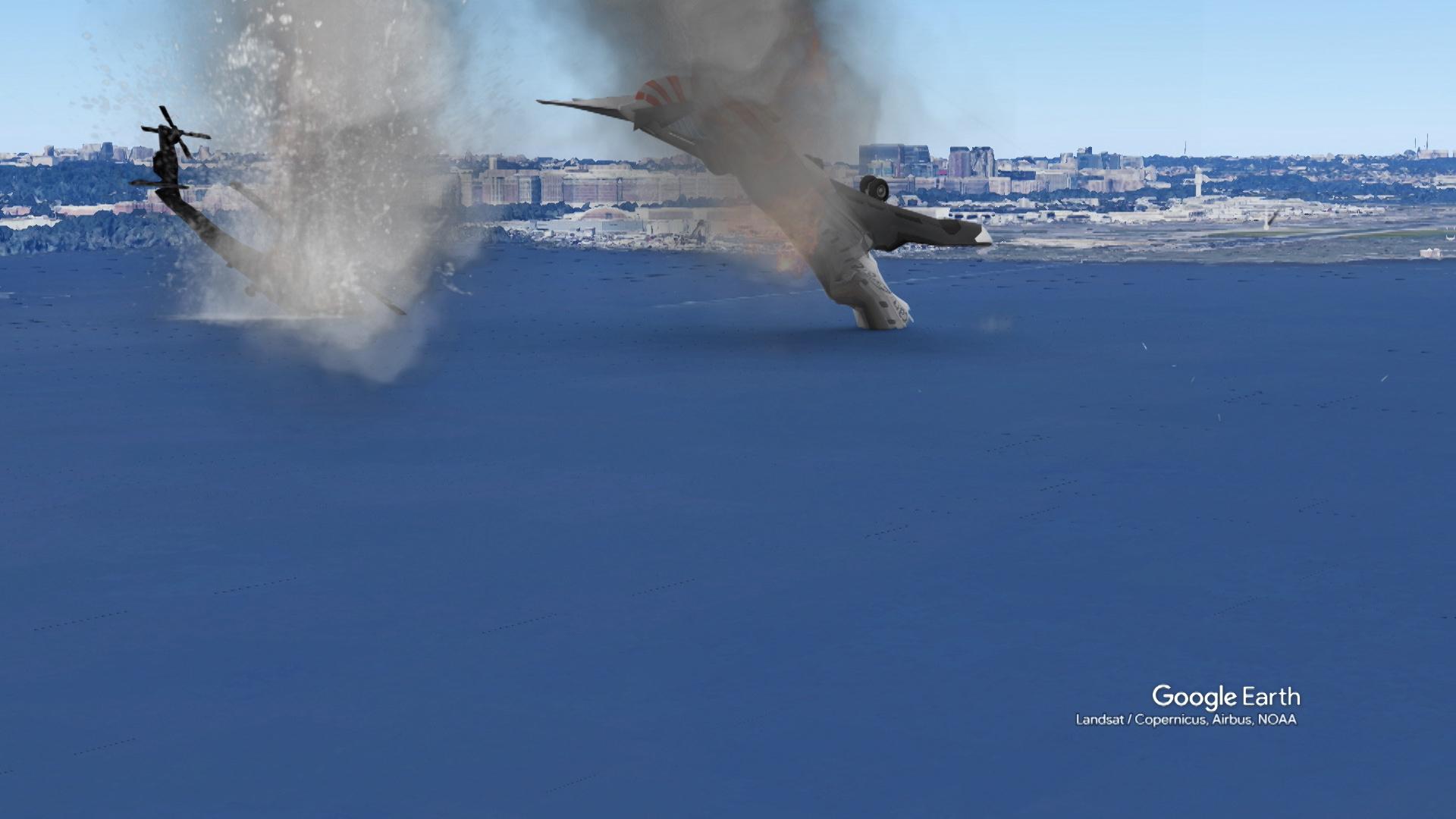 Momentul cand cele doua aeronave se ciocnesc