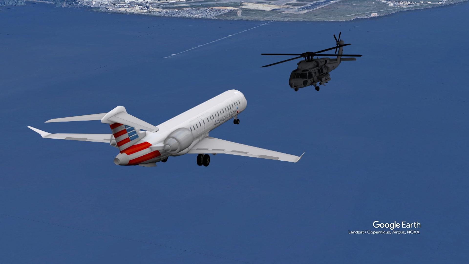 Momentul cand cele doua aeronave se ciocnesc