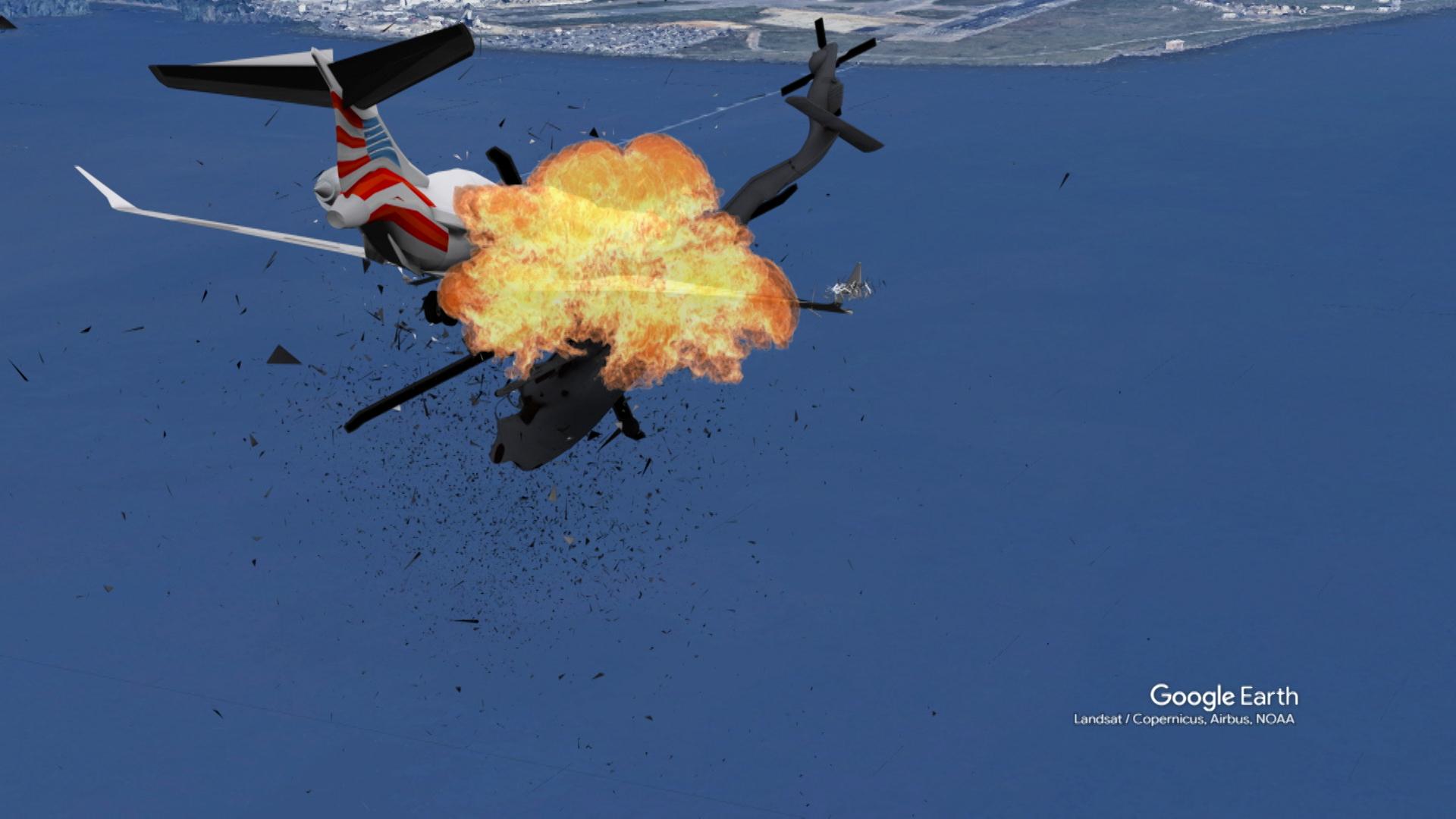 Momentul cand cele doua aeronave se ciocnesc