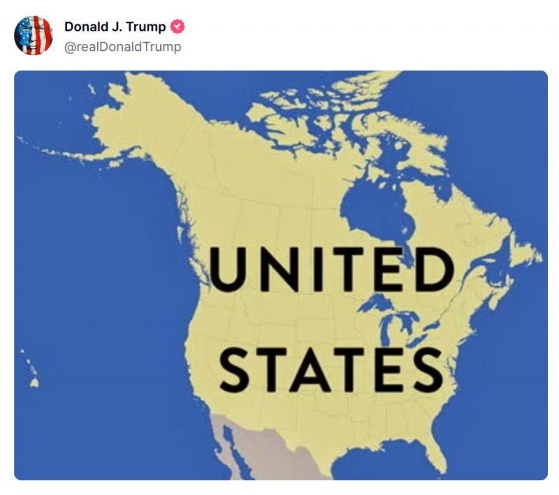 Trump a publicat o hartă cu Canada făcând parte din Statele Unite