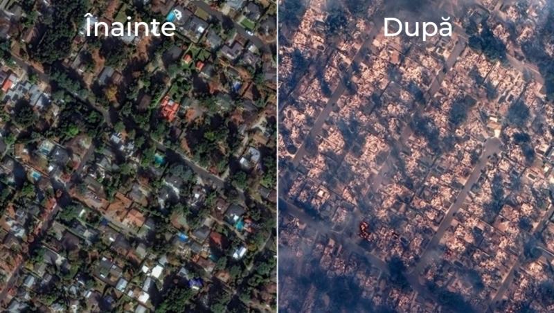 Imagini din satelit cu cel mai distrugător incendiu din istoria Los Angeles. Cartierul vedetelor a dispărut complet