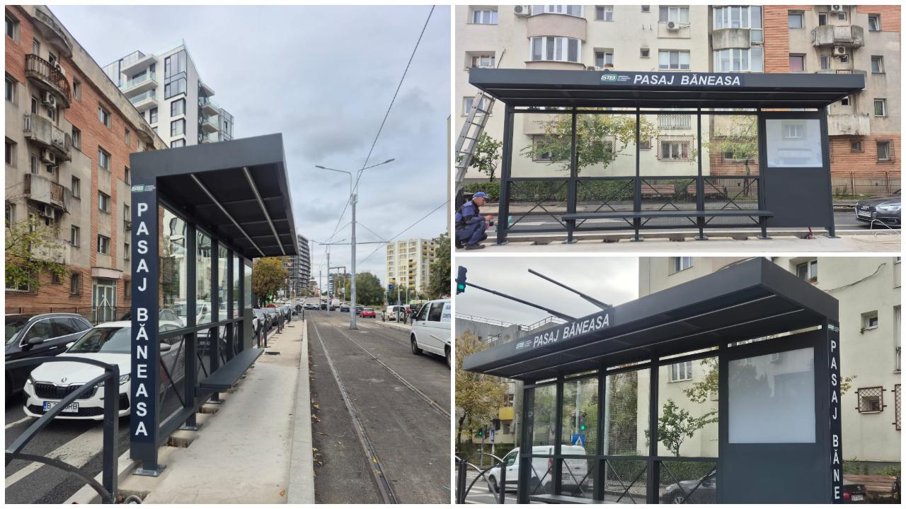 Cum arată primul refugiu montat pe linia tramvaiului 5 din Capitală