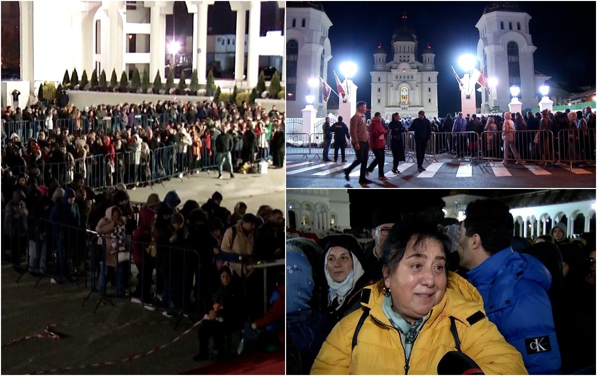 A treia noapte de pelerinaj la Catedrala Naţională. Credincioşii au stat şi 7 ore ca să se inchine