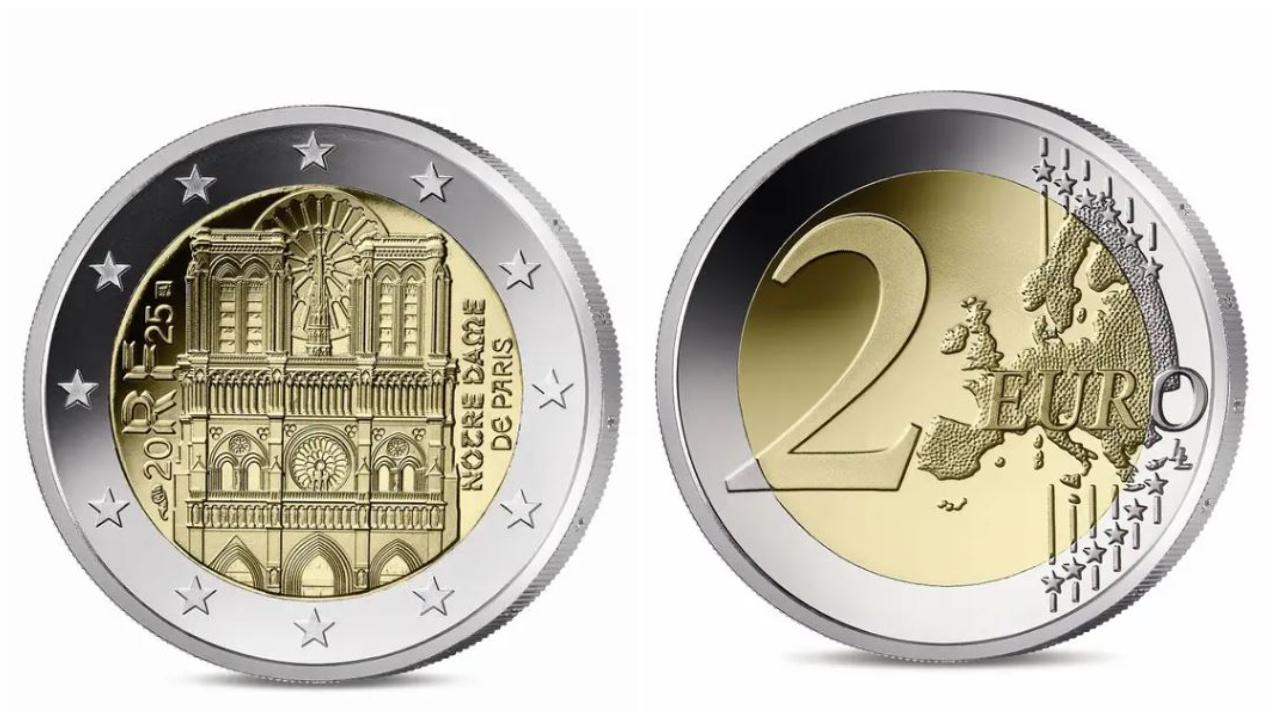 Cum arată noile monede de 2 € pe care apare Catedrala Notre-Dame