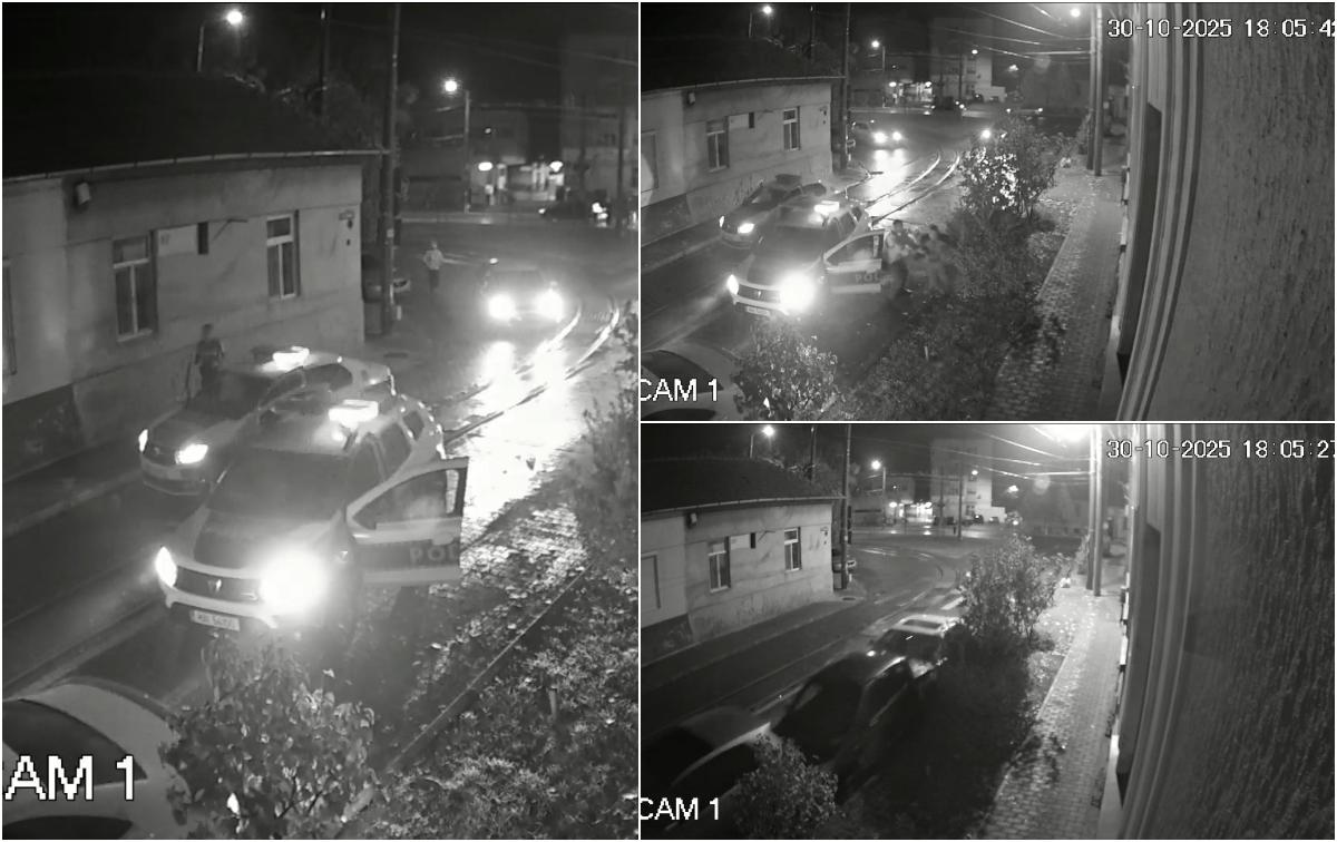 Momentul când un şofer băut şi fără permis intră în patru maşini parcate. Era urmărit de poliţiştii arădeni