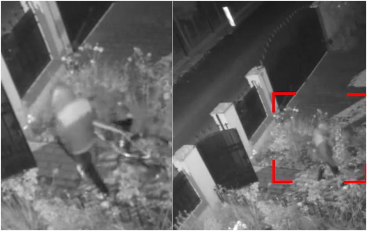 Hoţ surprins de camere în timp ce dădea o spargere în Satu Mare. A închis poarta la ieşire