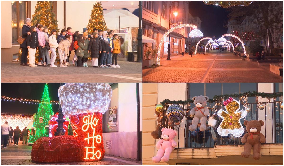Cum arată Târgul de Crăciun din Craiova. Brad uriaş, zăpadă şi atmosferă desprinsă din "Spărgătorul de Nuci"