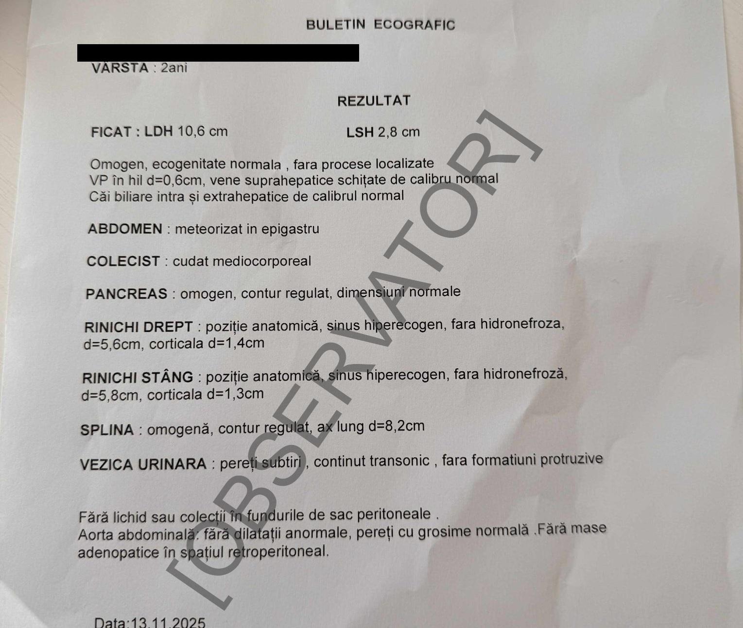 Buletinul de analize al fetiţei care a murit la stomatologie. Părinţii: "Ne-au spus că nu afectează cu nimic"