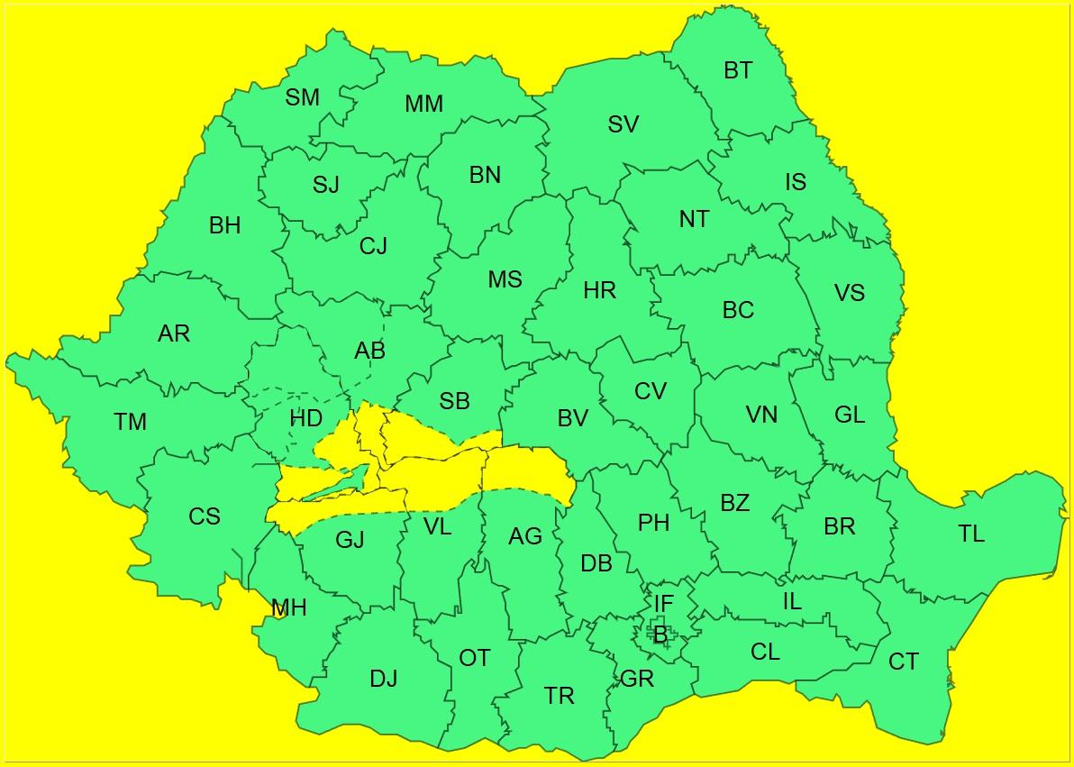 România intră sub alertă de vreme rea. Ploi, lapoviţă, ninsori şi cod galben de ploi abundente până sâmbătă