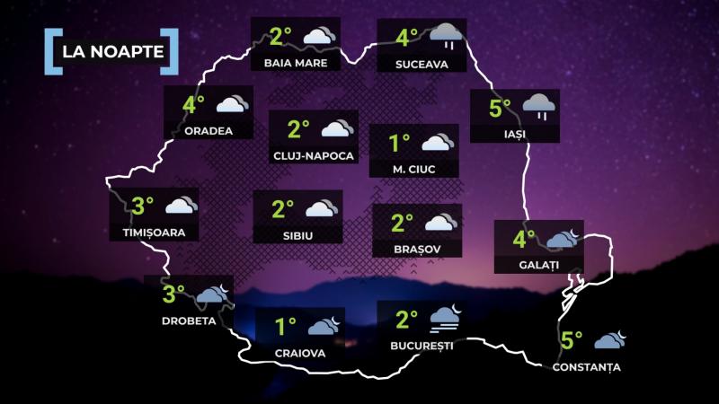Vremea de mâine 12 decembrie. Se mai răcește și sunt așteptate ploi slabe. Minime, între -3 şi 5 grade