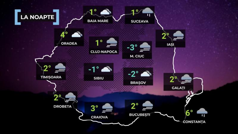 Vremea de mâine 21 decembrie. Se răceşte în cea mai mare parte a ţării. Maxime, între 2 şi 9 grade