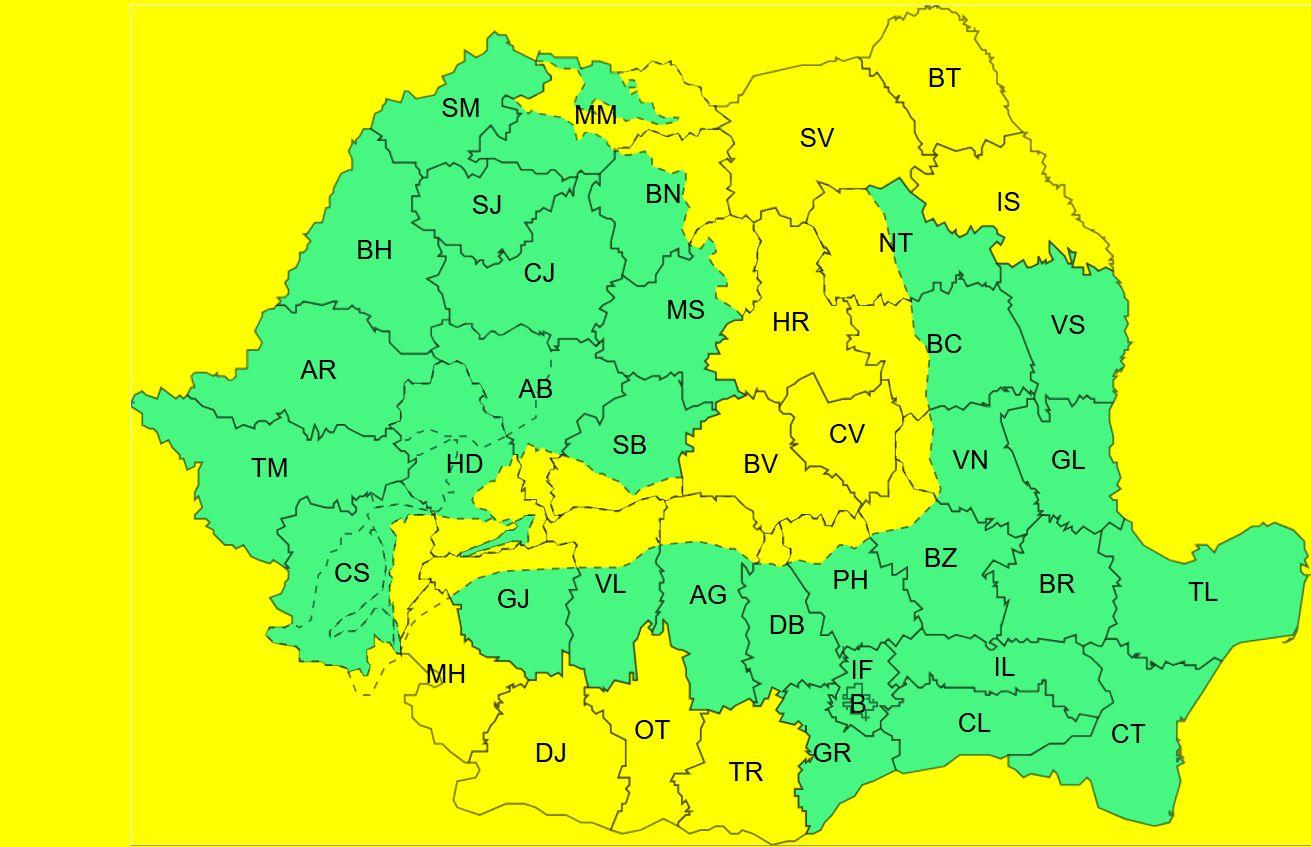 26 de județe sunt miercuri sub avertizare Cod galben de vânt