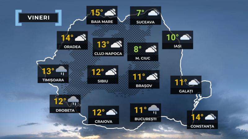 Vremea de mâine 5 decembrie. Va fi mai cald decât normalul perioadei. Maxime, între 8 şi 15 grade