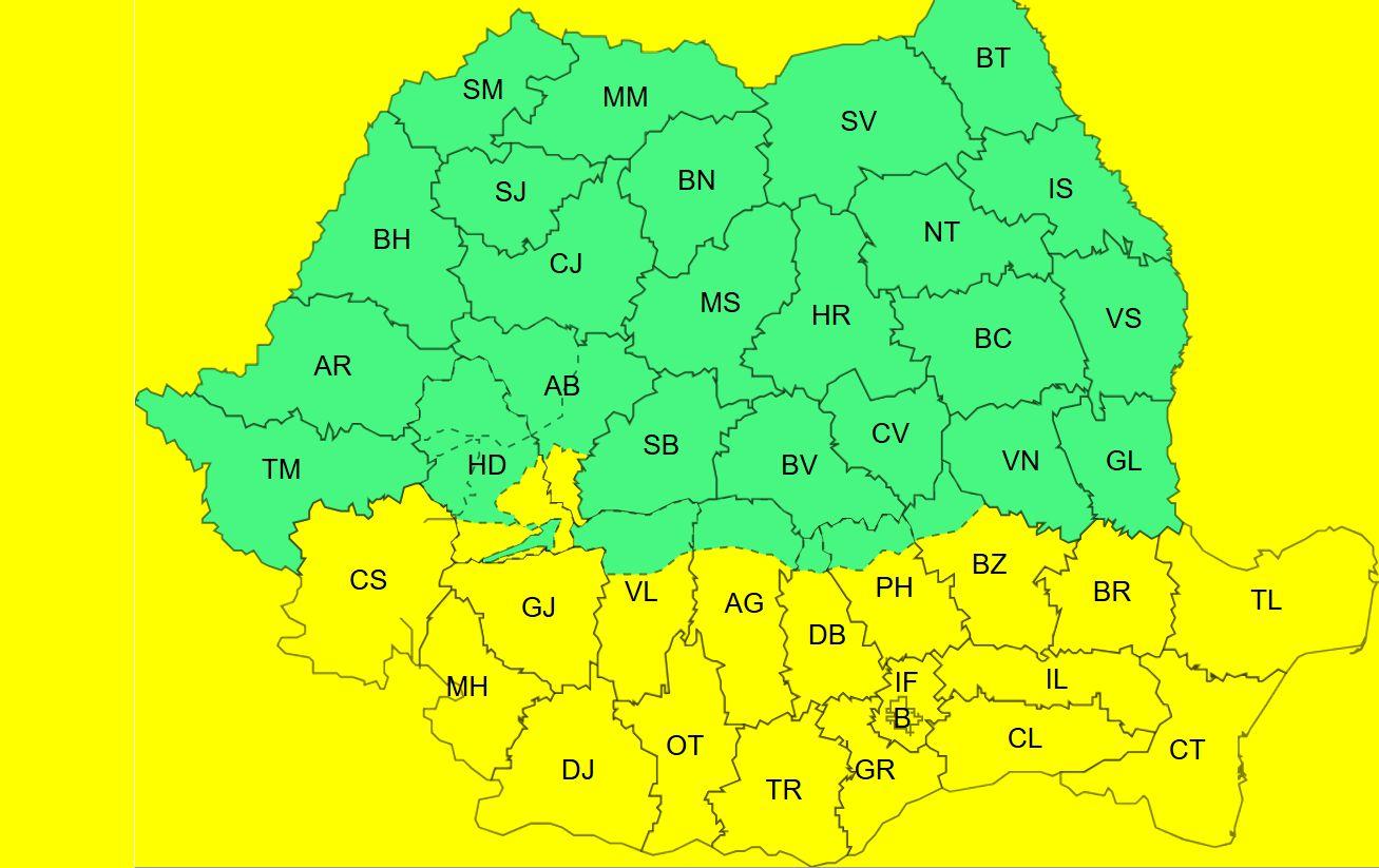 Jumătate de ţară intră în cod galben de vânt. Şi Capitala va fi 36 de ore sub alertă