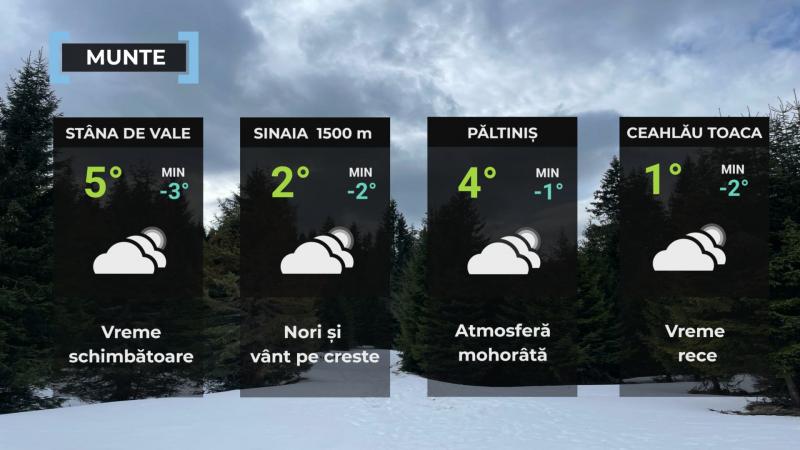 Vremea de mâine 8 decembrie. Ploi slabe în cea mai mare parte a ţării. Maxime, între 4 şi 10 grade