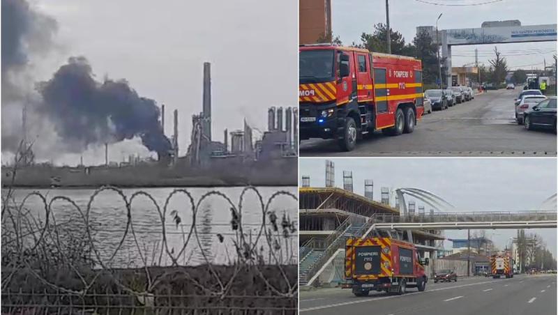 Incendiu la Rafinăria Petromidia. Focul a fost stins, pompierii încearcă răcirea zonei afectate