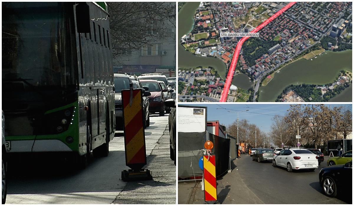 Bulevardul Barbu Văcărescu aglomertat