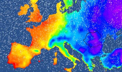 Harta temperaturilor în Europa