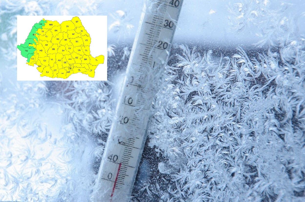 Temperaturile minime se vor încadra în general între -18 și -10 grade Celsius
