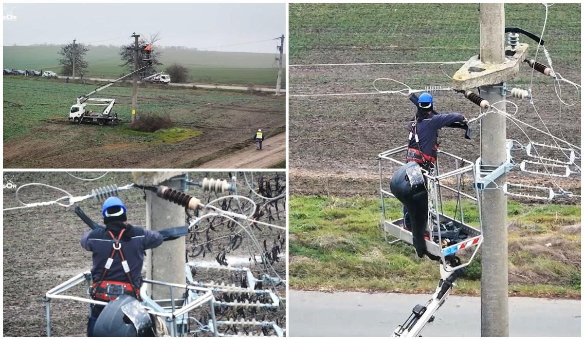 specialisti montand izolatoare pe stâlpi