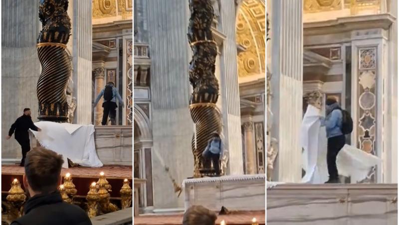 Un român a vandalizat altarul principal al Bazilicii Sf. Petru din Vatican. A distrus șase candelabre istorice, în valoare de 30.000 de euro