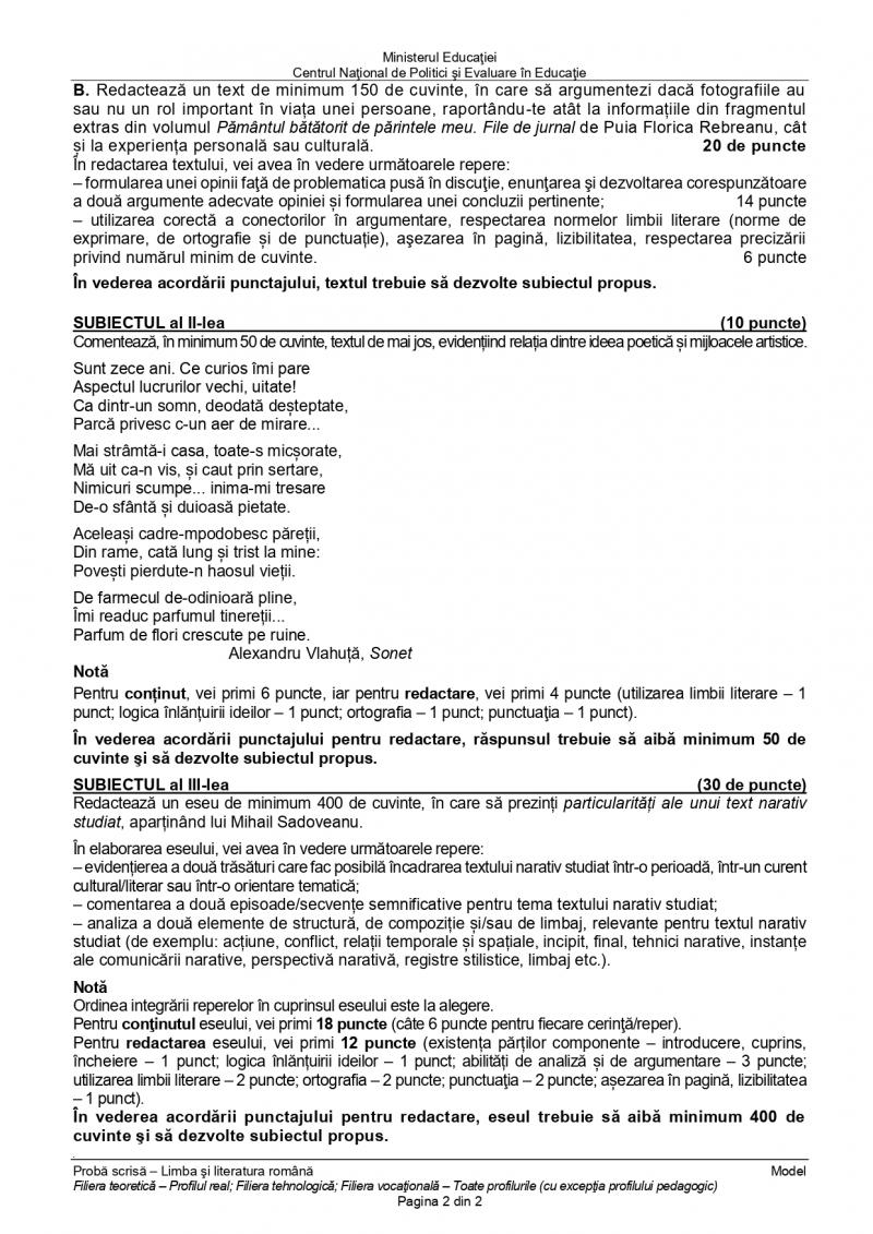 Simularea Bacalaureatului începe luni cu proba la Limba şi literatura română