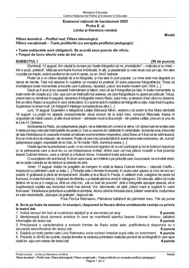 Simularea Bacalaureatului începe luni cu proba la Limba şi literatura română