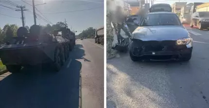 Accident stupid în Filiaşi. O şoferiţă cu BMW nu a acordat prioritate unui TAB al MApN