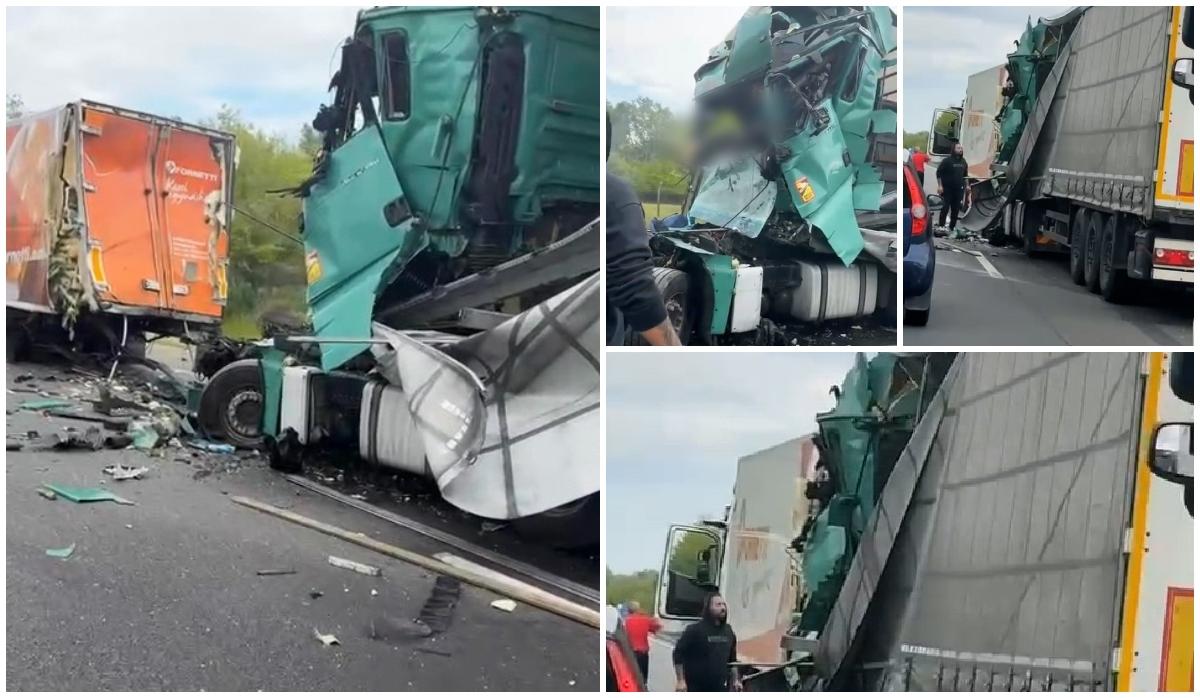 Un TIR înmatriculat în Timiş, implicat într-un accident grav pe autostrada M5 din Ungaria. O femeia aflată pe locul din dreapta a murit