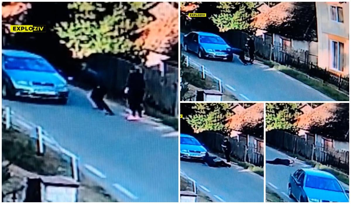 Accident înscenat surprins de camerele de supraveghere. Un bărbat din Maramureş a făcut tot posibilul să fie călcat de maşina vecinului său