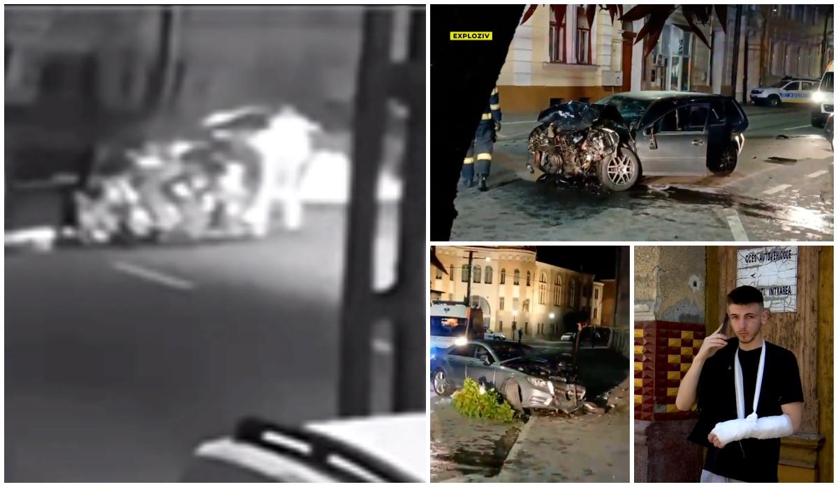 Un tânăr de 20 de ani şi-a trimis prietenii la spital, după un accident teribil în Maramureş. Camerele au surprins maşina cu câteva secunde înainte de impact